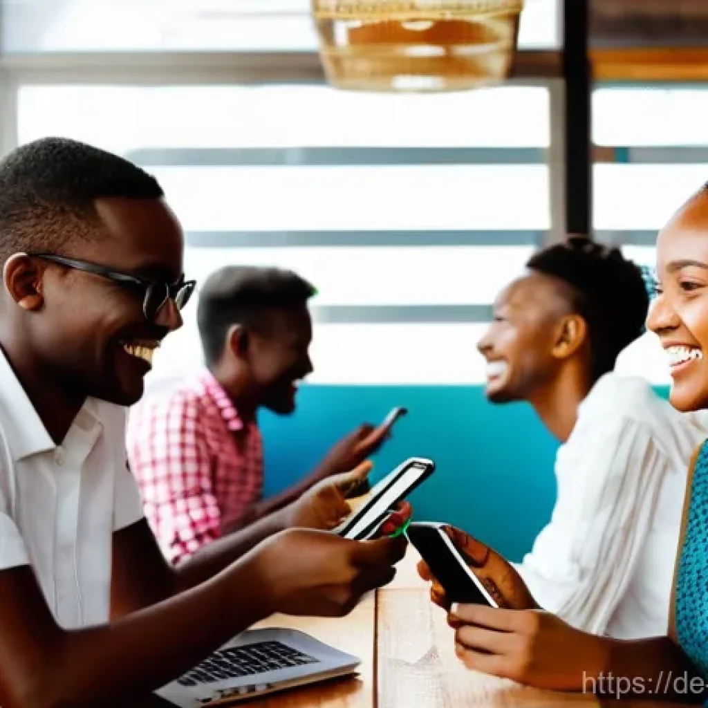 스와힐리어 뉴스 사이트 - **Prompt:** A vibrant and diverse group of young East African "digital natives" in their late teens ...