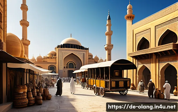 터키어에서 차용된 아랍어 단어 - A vibrant historical marketplace scene along an ancient caravan trade route between the Ottoman Empi...