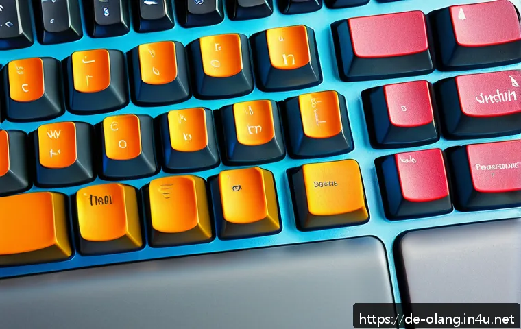 태국어 타이핑 연습 사이트 - A detailed close-up of a modern Thai keyboard layout, showing Thai alphabet characters in vibrant co...
