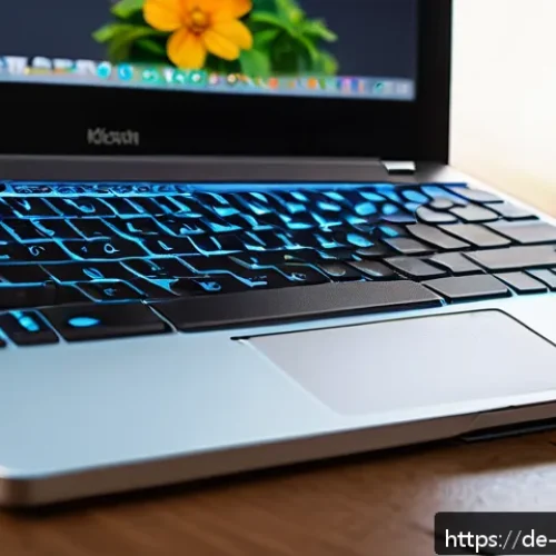 그루지야어 타이핑 연습 - A detailed close-up image of a modern Georgian keyboard layout on a sleek laptop, showing the unique...