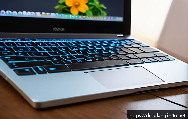 그루지야어 타이핑 연습 - A detailed close-up image of a modern Georgian keyboard layout on a sleek laptop, showing the unique...